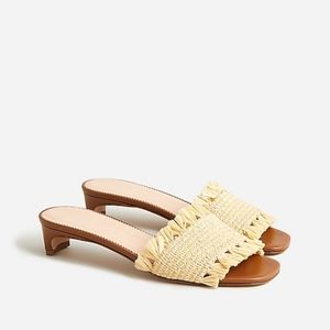 NWT JCrew Lina Kitten-heel Sandal with Raffia Fringe